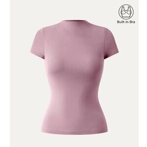 NWT OGL Eco-SkinKiss Mockneck Short Sleeve New Airy Brami Pink Size Medium